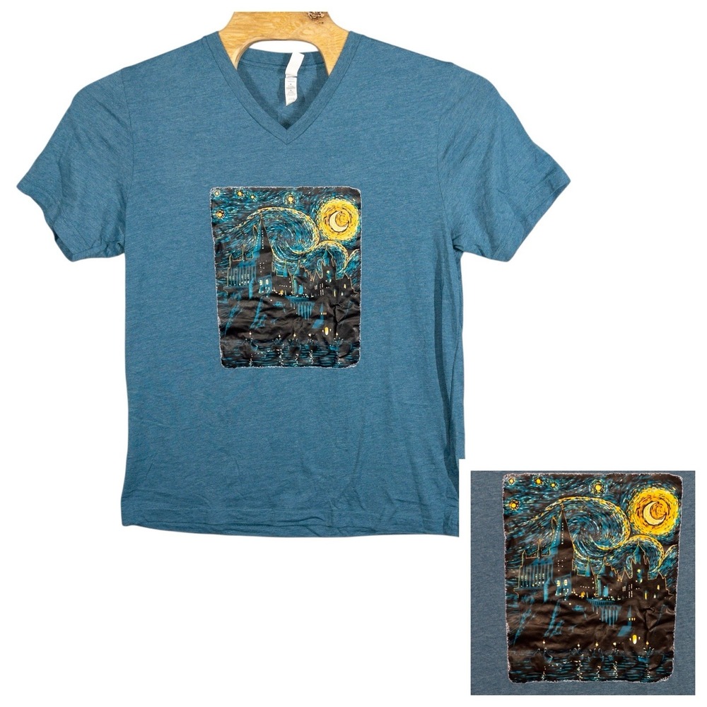 Hogwarts Starry‎ Night T Shirt Mens XL Harry Potter Van Gogh